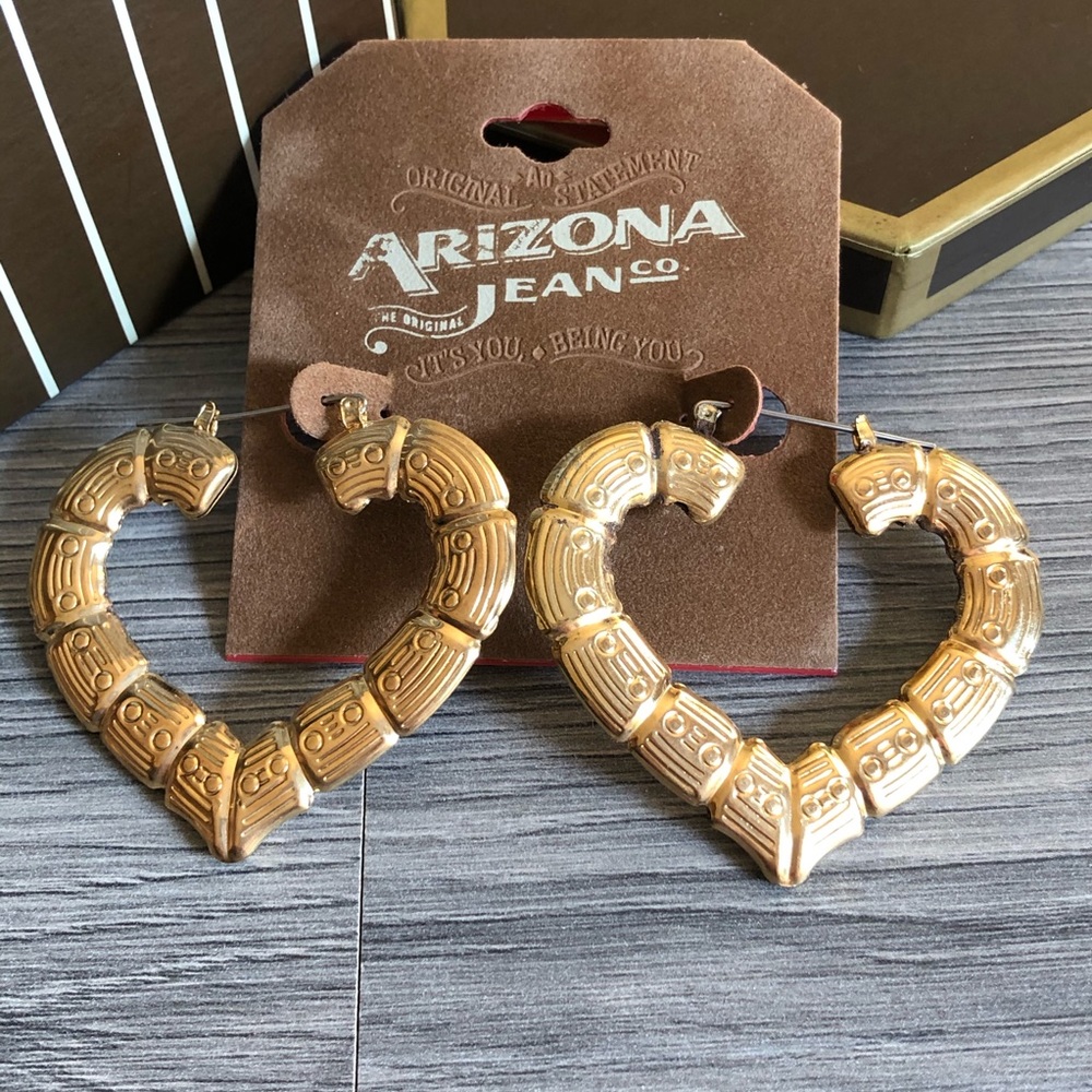 Statement Gold Tone Heart Earrings